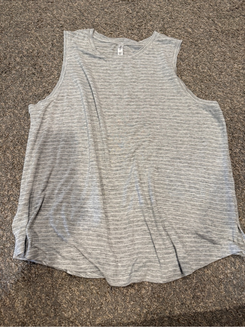 Athleta Plus Size 2X Gray White Stripe Sleeveless Tank Top Activewear